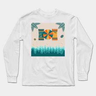 Sandy beach, top view, summer illustration Long Sleeve T-Shirt